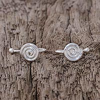 Ear cuffs de plata de ley, 'Shining Swirls' - Ear Cuffs en forma de espiral de plata de ley de Tailandia