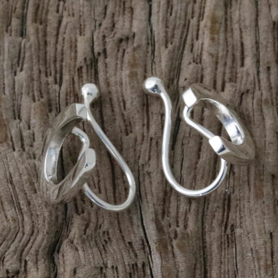 Sterling silver ear cuffs, 'Horseshoe Luck' - 925 Sterling Silver Horseshoe Ear Cuffs from Thailand