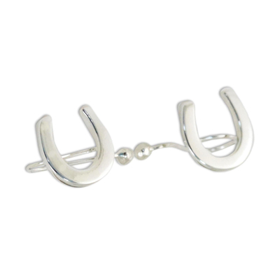 Sterling silver ear cuffs, 'Horseshoe Luck' - 925 Sterling Silver Horseshoe Ear Cuffs from Thailand