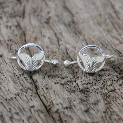 Sterling silver ear cuffs, 'Ocean Tails' - Sterling Silver Whale-Themed Ear Cuffs from Thailand