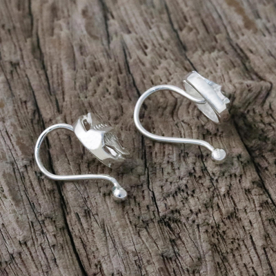 Sterling silver ear cuffs, 'Ocean Tails' - Sterling Silver Whale-Themed Ear Cuffs from Thailand