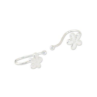 Ear cuffs de plata de ley - Ear Cuffs florales de plata esterlina 925 de Tailandia