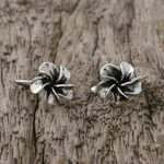 Sterling silver ear cuffs, 'Frangipani Spiral' - Sterling Silver Frangipani Ear Cuffs from Thailand
