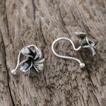 Sterling silver ear cuffs, 'Frangipani Spiral' - Sterling Silver Frangipani Ear Cuffs from Thailand