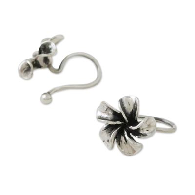 Sterling silver ear cuffs, 'Frangipani Spiral' - Sterling Silver Frangipani Ear Cuffs from Thailand