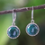 Chrysocolla dangle earrings, 'Pointed Petals' - Thai Sterling Silver and Chrysocolla Dangle Earrings (image 2) thumbail