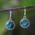 Malachite dangle earrings, 'Pointed Petals' - Sterling Silver and Malachite Dangle Earrings from Thailand thumbail