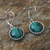 Malachite dangle earrings, 'Pointed Petals' - Sterling Silver and Malachite Dangle Earrings from Thailand (image 2b) thumbail