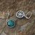 Malachite dangle earrings, 'Pointed Petals' - Sterling Silver and Malachite Dangle Earrings from Thailand (image 2c) thumbail