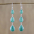 Malachite dangle earrings, 'Salt Water Drops' - Silver and Malachite Dangle Earrings from Thailand (image 2) thumbail
