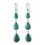 Malachite dangle earrings, 'Salt Water Drops' - Silver and Malachite Dangle Earrings from Thailand