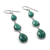 Malachite dangle earrings, 'Salt Water Drops' - Silver and Malachite Dangle Earrings from Thailand (image 2b) thumbail