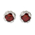 Garnet button earrings, 'Everyday Glitz' - Rhodium Plated Garnet Button Earrings from Thailand (image 2a) thumbail