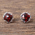 Garnet button earrings, 'Everyday Glitz' - Rhodium Plated Garnet Button Earrings from Thailand (image 2b) thumbail