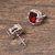 Garnet button earrings, 'Everyday Glitz' - Rhodium Plated Garnet Button Earrings from Thailand (image 2d) thumbail