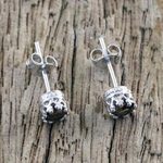 Smoky quartz stud earrings, 'Brilliant Splendor' - Rhodium Plated Smoky Quartz Stud Earrings from Thailand