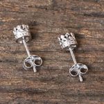 Smoky quartz stud earrings, 'Brilliant Splendor' - Rhodium Plated Smoky Quartz Stud Earrings from Thailand