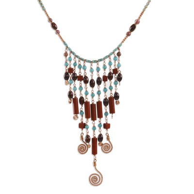 Multi-Gem Statement Waterfall Necklace from Thailand