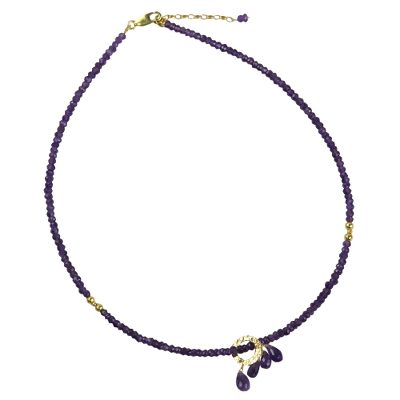 Gold accent amethyst pendant necklace, 'Luxurious Lavender' - Amethyst Beaded Pendant Necklace with Gold Plated Accents