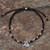 Silver accented cord bracelet, 'Elephant Luck' - Artisan Crafted Black Bracelet with Hill Tribe Silver Charm (image 2) thumbail