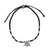 Silver accented cord bracelet, 'Elephant Luck' - Artisan Crafted Black Bracelet with Hill Tribe Silver Charm thumbail