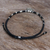 Silver accented cord bracelet, 'Elephant Luck' - Artisan Crafted Black Bracelet with Hill Tribe Silver Charm (image 2b) thumbail