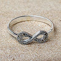Marcasite cocktail ring, 'Infinite Sparkle' - Thai Sterling Silver and Marcasite Infinity Loop Ring