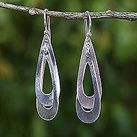 Sterling silver dangle earrings, 'Tears Entwined' - Handcrafted Contemporary Thai Earrings in Sterling Silver