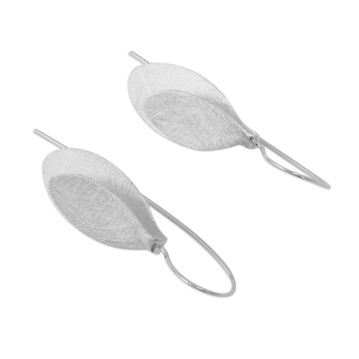 Sterling silver drop earrings, 'Fluttering Foliage' - Handcrafted Modern Thai Sterling Silver Leaf Earrings