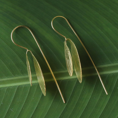 Ohrhänger aus vergoldetem Sterlingsilber - Thailändische Blattohrringe aus 18 Karat vergoldetem Silber