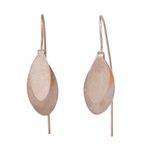 Rose gold plated sterling silver drop earrings, 'Fluttering Foliage' - Thai Silver Silver Leaf Earrings Bathed in Rose Gold