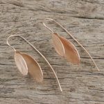 Rose gold plated sterling silver drop earrings, 'Fluttering Foliage' - Thai Silver Silver Leaf Earrings Bathed in Rose Gold