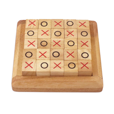 Wood game, 'Extreme Tic-Tac-Toe' - Handcrafted Large Wood Tic-Tac-Toe Board from Thailand
