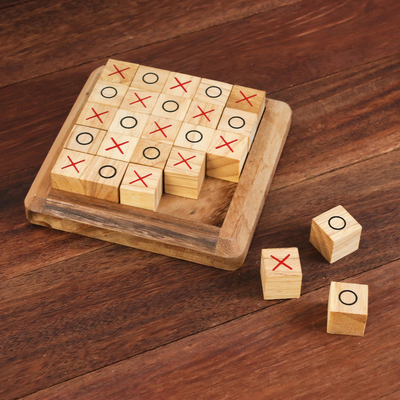 Tic-tac-toe Toy Puzzle Game XO Chess Noughts And Crosses Game Wooden Family Boar