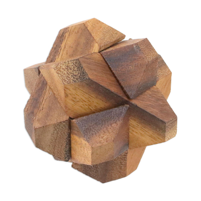 Holzpuzzle - Handgefertigtes sternförmiges Holzpuzzle aus Thailand