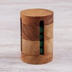 Wood puzzle, 'Spin to Win' - Handcrafted Wood Cylindrical Puzzle from Thailand