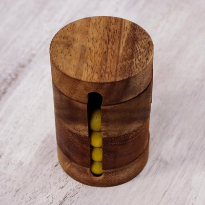 Holzpuzzle - Handgefertigtes zylindrisches Holzpuzzle aus Thailand