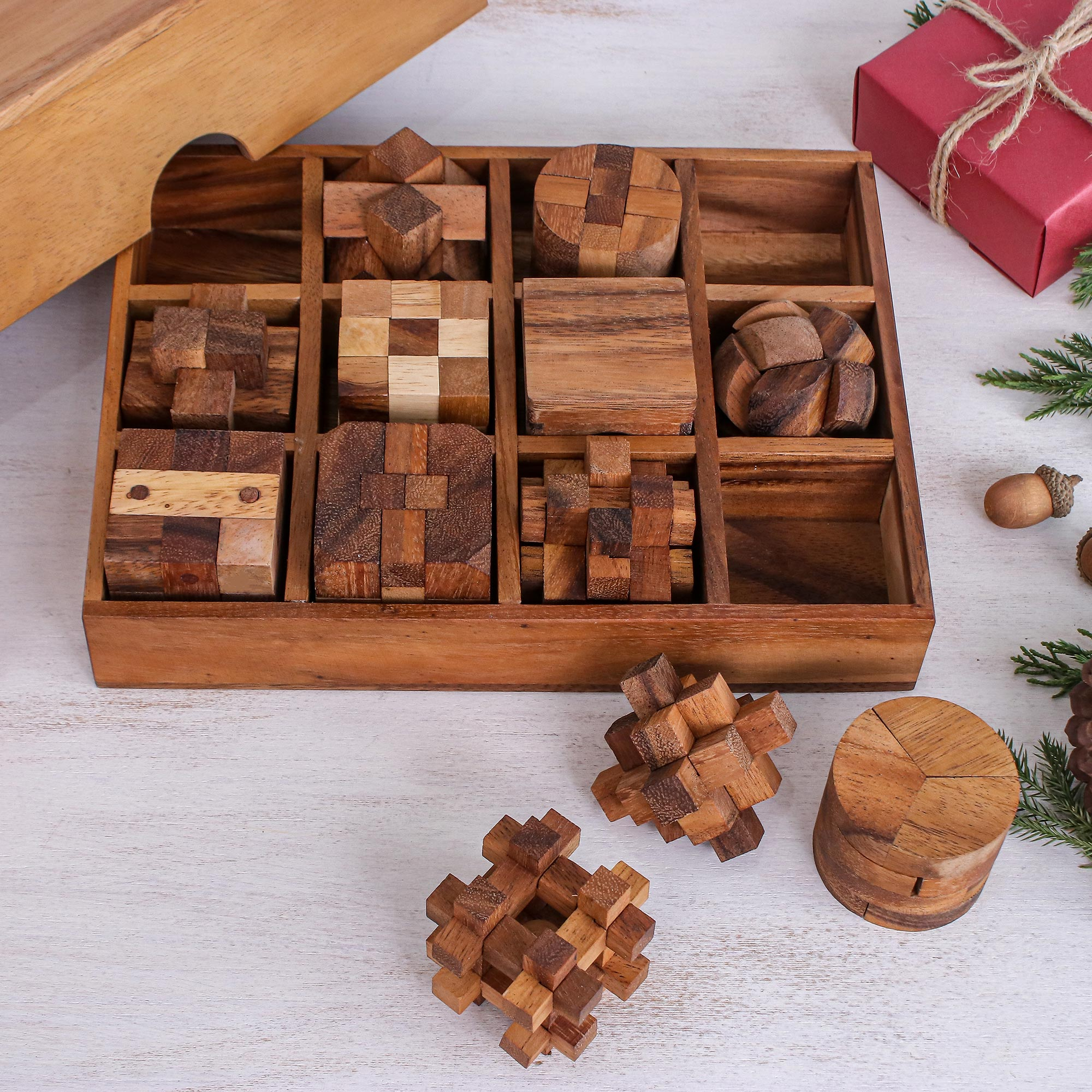 500 Stück natürliche Holzbausteine ​​Spielzeugwürfel Set Pine Wood Puzzle 