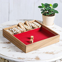Wood shut the box game, 'Friendly Pastime' - Handcrafted Rain Tree Wood Shut the Box Game from Thailand