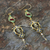 Gold plated brass dangle earrings, 'Thai Confection' - Gold Plated Brass Multicolored Earrings from Thailand (image 2b) thumbail