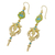 Gold plated brass dangle earrings, 'Thai Purity' - Gold Plated Brass Earrings in White and Green from Thailand (image 2d) thumbail