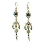 Gold plated brass dangle earrings, 'Thai Sweetness' - Enameled Gold Plated Brass Earrings from Thailand