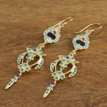 Gold plated brass dangle earrings, 'Thai Sweetness' - Enameled Gold Plated Brass Earrings from Thailand