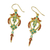 Gold plated brass dangle earrings, 'Proud Beauty in Red' - Gold Plated Brass Earrings in Green and Red from Thailand (image 2d) thumbail