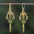 Gold plated brass dangle earrings, 'Proud Beauty in Green' - Gold Plated Brass Earrings in Green from Thailand (image 2) thumbail