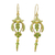 Gold plated brass dangle earrings, 'Proud Beauty in Green' - Gold Plated Brass Earrings in Green from Thailand thumbail