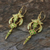 Gold plated brass dangle earrings, 'Proud Beauty in Green' - Gold Plated Brass Earrings in Green from Thailand (image 2b) thumbail