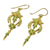 Gold plated brass dangle earrings, 'Proud Beauty in Green' - Gold Plated Brass Earrings in Green from Thailand (image 2d) thumbail