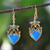 Gold plated dangle earrings, 'Ornate Heart' - Gold Plated Brass and Resin Heart Earrings from Thailand (image 2) thumbail