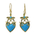Gold plated dangle earrings, 'Ornate Heart' - Gold Plated Brass and Resin Heart Earrings from Thailand thumbail